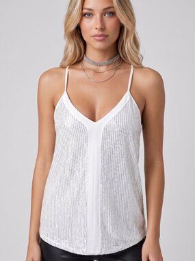 White  Sequin Cami Top